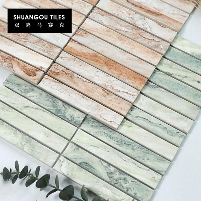 双鸥云中a系列长条月牙石纹马赛克浴室厨房咖啡厅民宿餐厅吧台瓷