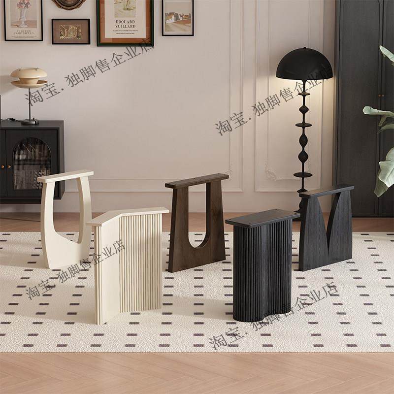 纯实木桌腿桌脚定制异形茶桌餐桌岩板岛台茶几边几支架桌子支撑架