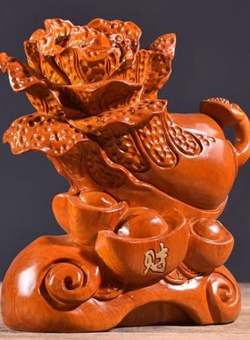 花梨实木雕刻大白菜摆件家居装饰摆设客厅红木工艺礼品木质摆件