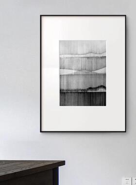 众极简风柜景20256-1画现代简约黑白小影挂画摄客厅餐厅中古风床