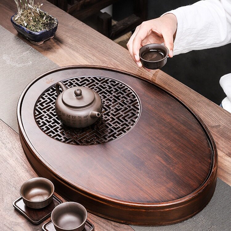 2025新款茶盘家用小型茶台竹茶托盘沥储水茶具圆形办公室实木茶海