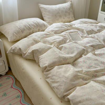 盐季系风蕾丝上四BIS件三套水洗棉花边被套罩床床单款件套床品四