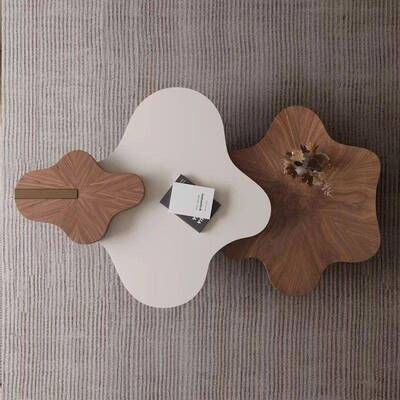 G奢Y轻创意网红简代异现形茶桌奶油云约朵ESU茶几实木意式不规则客厅