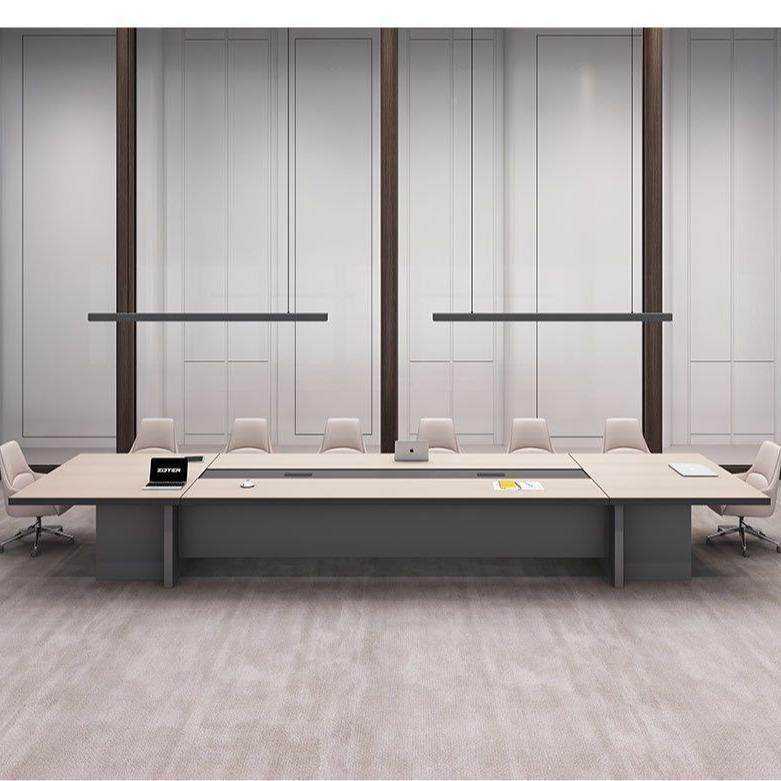 现代会议桌简约条无品牌/组合长条板式椭圆长工作轻奢极方简商形