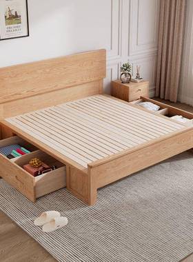 白m蜡木木床1.8米卧双人床A-02010婚床1实.2主米1.35米1.5简约舒