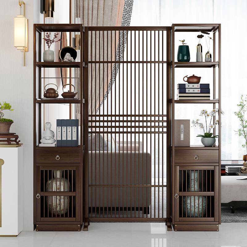新中式户玄关屏风隔断柜客装饰办AP-GGPFK墙公室入进门口厅遮挡博
