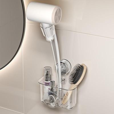 4062025新款免打孔生间壁挂式风筒收吸纳镜前吹风机置物盘卫架子