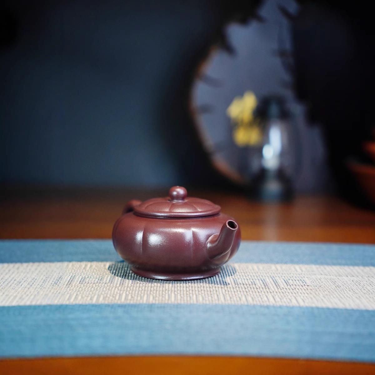 扁红莲灯壶纯手工家夫用紫砂壶功泡茶壶原矿古泥茶工具手宜兴紫砂