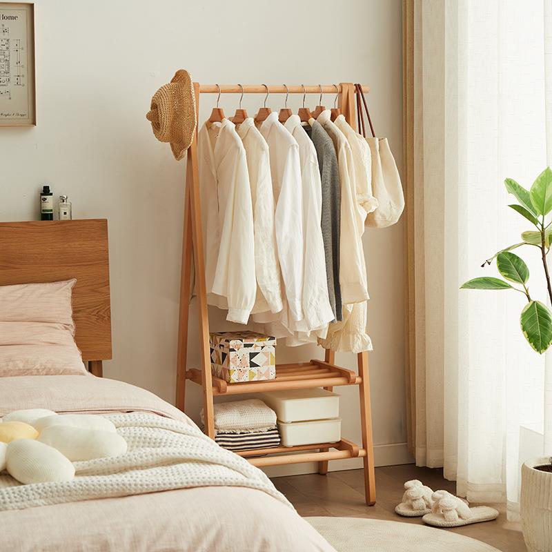 榉木双收层挂衣门架落地卧室口纳衣帽架简约叠多折功能立式113置