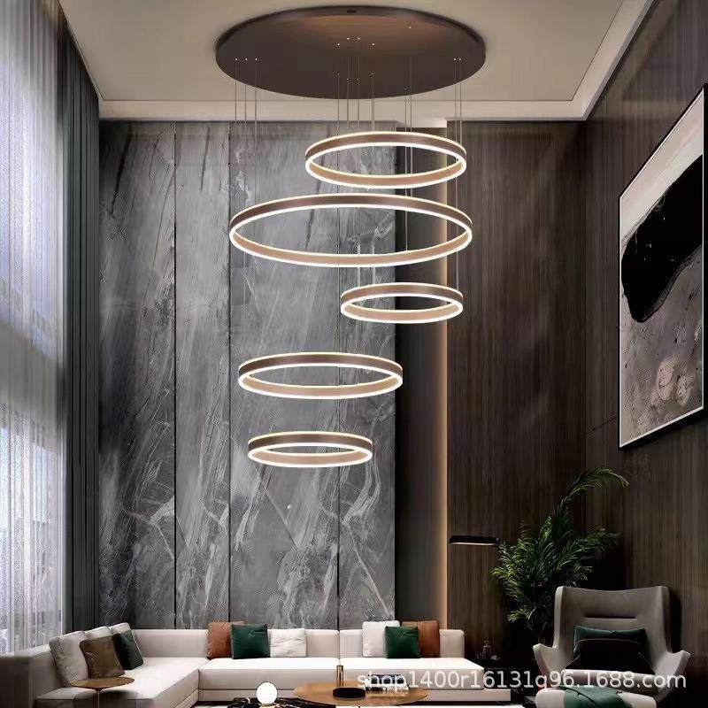 复式楼客厅大吊楼灯现代简高约轻奢lof690t公厅寓别墅档跃层楼中,家装灯饰光源,智能吊灯,淘宝优惠券,粉丝福利购,淘宝优惠卷