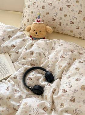 A类四双层布全棉件套床床上纯纱棉被套单被100669罩新款学生宿舍