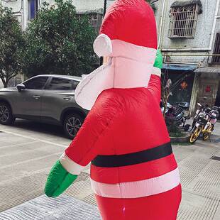 圣诞节充气圣诞老人鼓风机带灯装饰用品招手气模发光绿手插电跨境