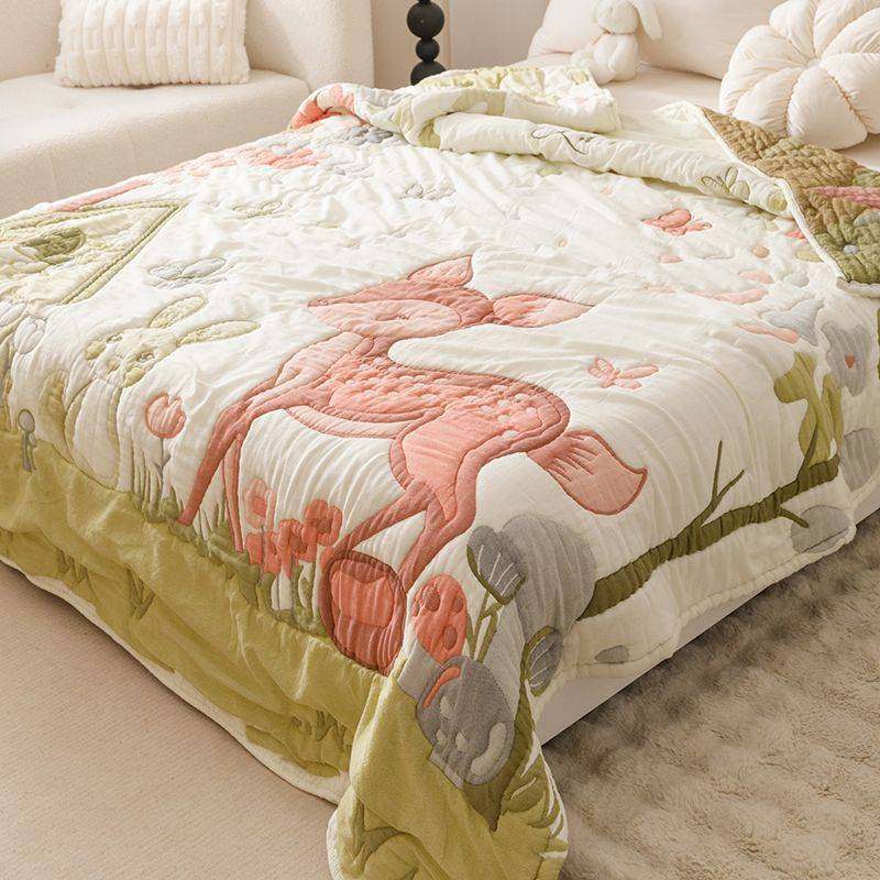 春秋十层纱布毯卡通全棉毛巾被加厚单双人泡芙被子纯棉儿童小盖毯