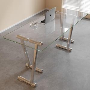 5V简约用不锈气球狗办公桌长方形钢化玻桌璃书桌客厅家电钢脑222