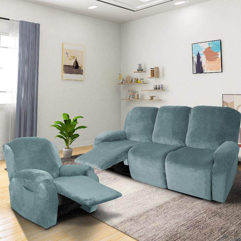 弹力加人厚沙发套全罩包电动按摩椅子套单护人双三人躺沙cp#25560