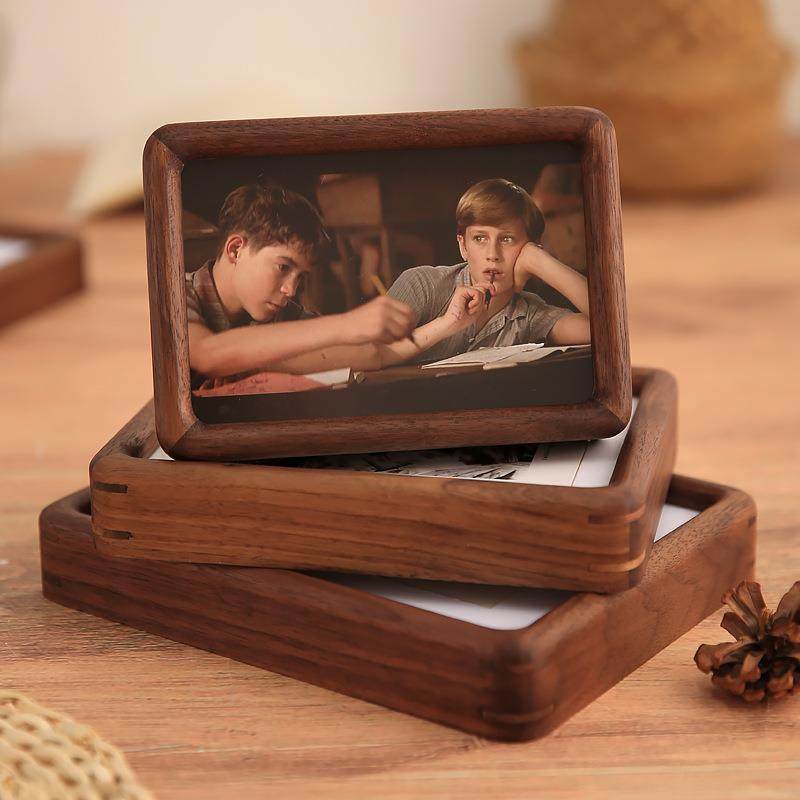 实木榫卯框GWA摆台小画框美式复古意6相寸7创面摆件洗照片做成框