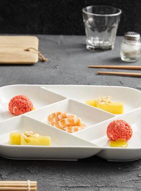 高档白格瓷分餐格盘凉菜摆盘具多酒店卤味盘果盘拼陶瓷LAW卤水盘