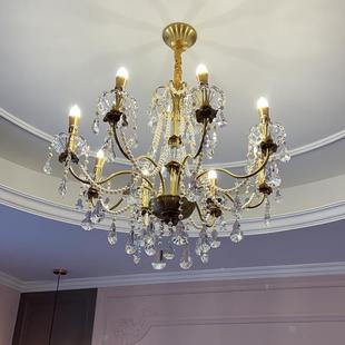 梯蜡烛水晶 宫廷餐客水厅楼灯厅法式 美式 475复古晶灯中古卧室欧式