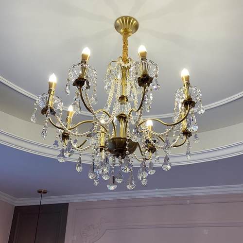 美式475复古晶灯中古卧室欧式宫廷餐客水厅楼灯厅法式梯蜡烛水晶