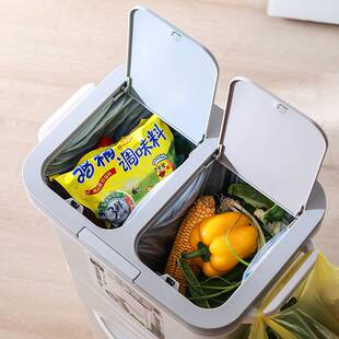 垃圾桶分类干湿分离厨余桶清洁桶厨房垃圾收纳桶密封可移动卫生桶