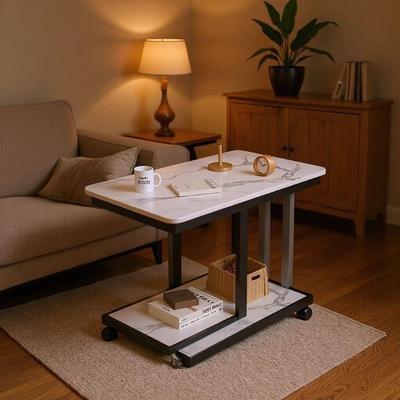 意式岩板边几沙发侧边柜扶手柜茶水柜可移动小茶几带轮子客厅茶桌