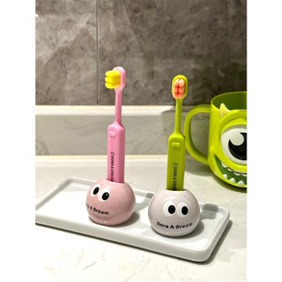 可爱干瞪眼牙刷架牙具套装家用宿舍浴室免打孔牙具底座置物收纳架