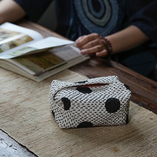 钟声刺子绣 密密缝抽纸巾布袋茶空间纸巾包复古布艺纸巾包双面用