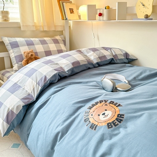 学生全棉床上三件套宿舍纯棉被套上下铺床单寝室床笠款单人床专用