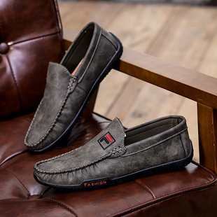夏季 新款 牛皮豆豆鞋 M282男士 男鞋 软底一脚蹬懒人驾车休闲皮鞋 秋季