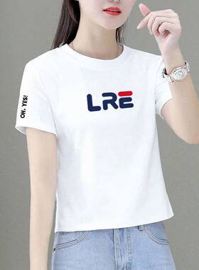 短袖t恤女2025新款白色小个子夏季圆领短款中年妈妈上衣洋气百搭