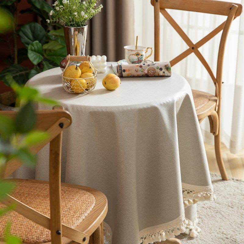 防水防油免洗美式北欧轻奢高级感棉麻小圆桌餐桌茶几方桌布可定制,居家布艺,桌布,淘宝优惠券,粉丝福利购,淘宝优惠卷