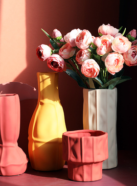 北欧几何形状插干花花瓶创意摆件家居客厅餐厅电视柜茶几装饰品