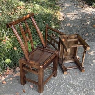 手工复古做旧实木椅子凳子靠背椅餐椅榉木柏木古典怀旧家用烧烤店