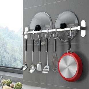 厨房免打孔挂钩壁挂置物架挂挂架杆不锈钢勺子架挂件多厨具用品式