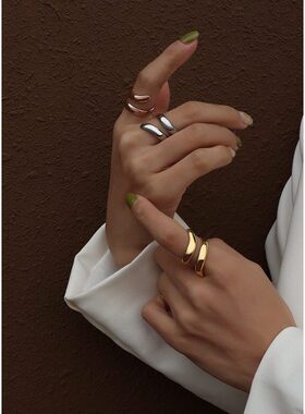 风冷淡风开口指环尾 蛇形戒指女 欧美食指戒尾戒复指环指嘻哈饰品