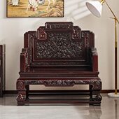 赞比亚血檀宝座中式 主人椅非洲小叶紫檀沙发单人座实木皇宫椅原木