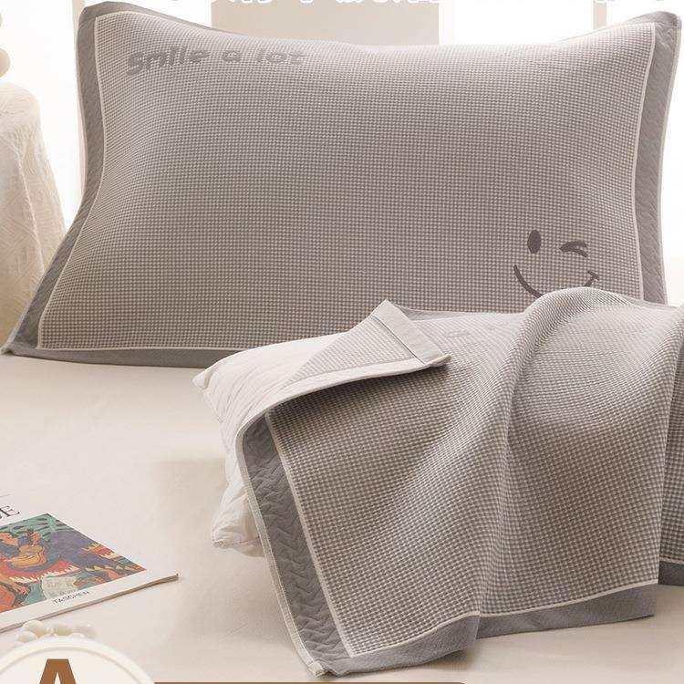 2025新款纯棉纱布枕巾一对装防头油枕头巾防滑不脱落垫巾