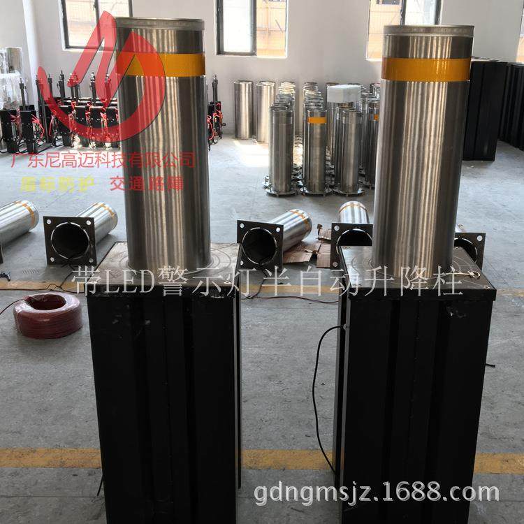 半自动带灯升降柱 手动带警示灯学校路口防护升降柱 不锈钢升降路