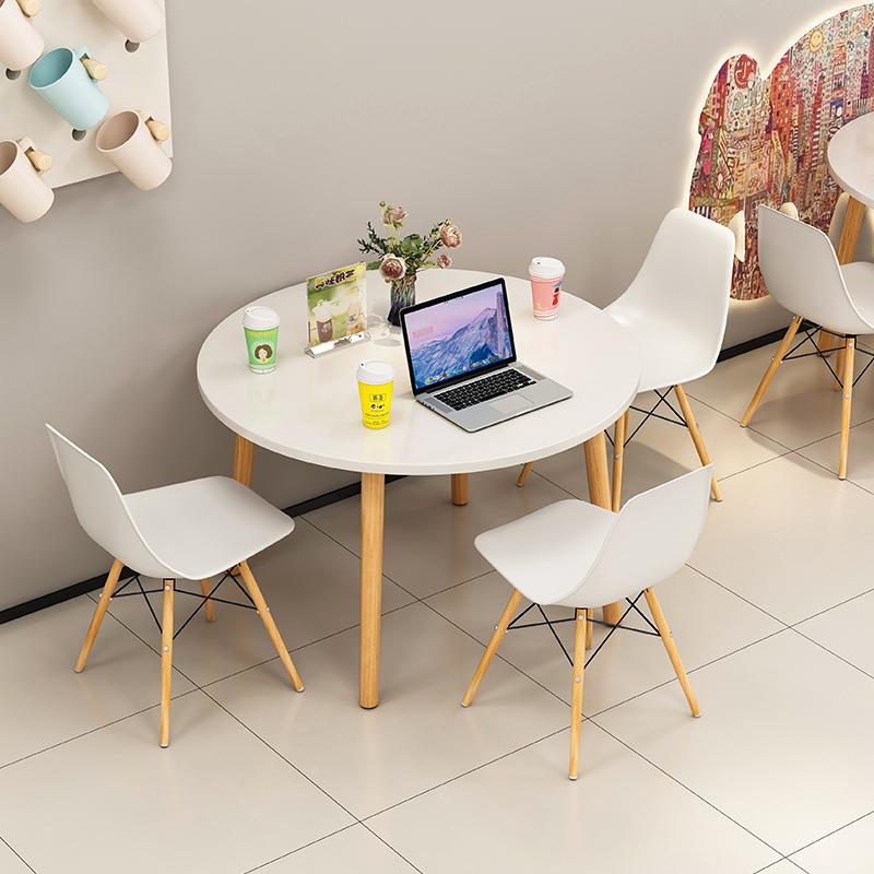 餐桌咖啡奶茶店桌吃饭桌子家用北欧商用圆桌洽谈桌阳台茶桌会议桌