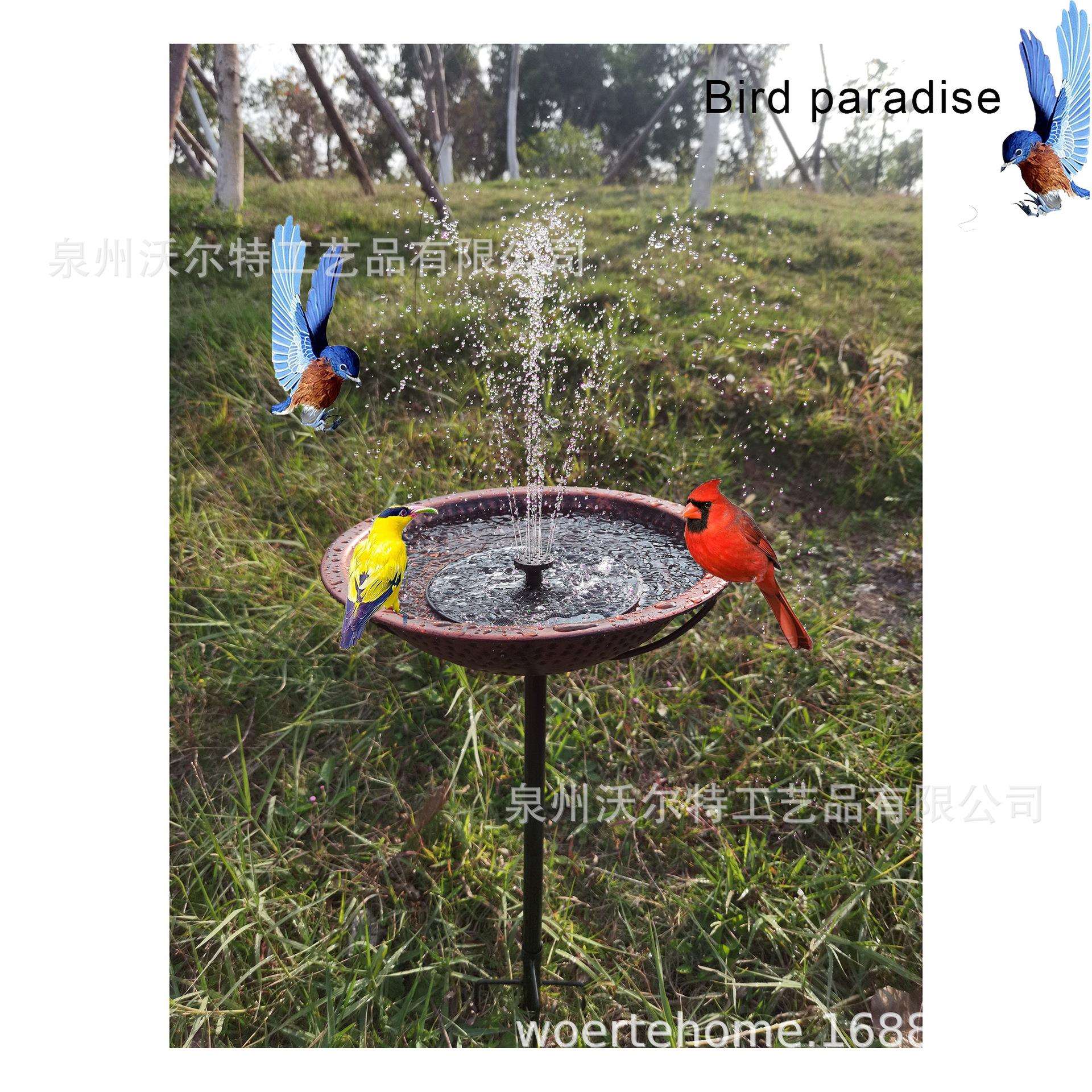 Temu,TK,亚马逊跨境户外热销铁艺鸟浴盆鸟澡盆喂鸟器金属喷泉盆