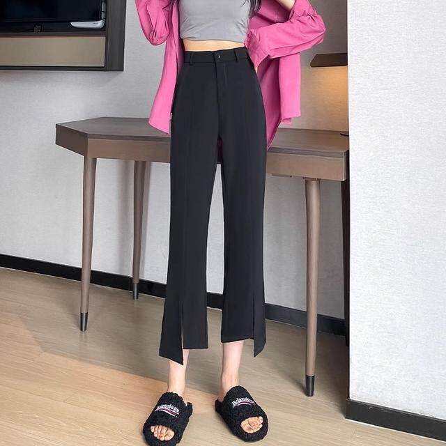 不规则【冰爽一夏】喇叭裤夏季薄款女2024新款高腰九分西装微喇裤