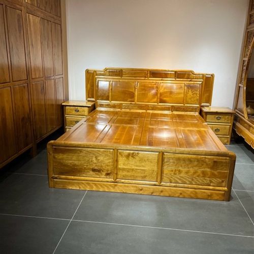 金丝楠木家具 实木床 新中式仿古双人床古典定做四川小叶桢楠木床