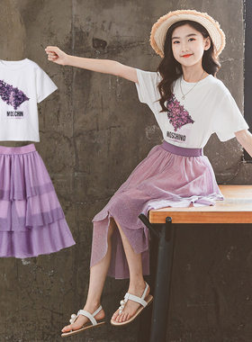 女童连衣裙夏装2021新款儿童装洋气套装裙子夏季大童女装10岁女孩