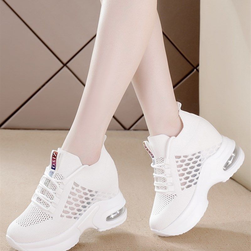 10公分内增高女鞋网面透气休闲运动2021年春夏季软底小白鞋子百搭