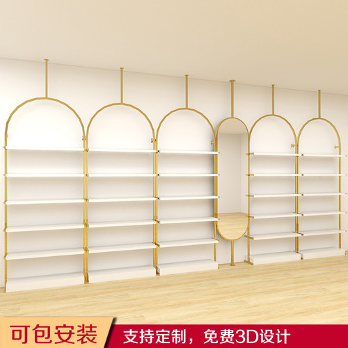 鞋店鞋架展示架店铺商用摆包包童鞋鞋墙上墙展柜装修效果带灯货架