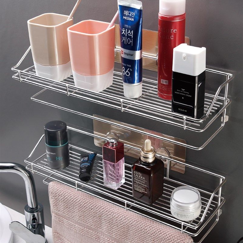 吸盘式浴室不锈钢置物架免打孔卫生间置物架壁挂厕所厨房收纳架子,家庭/个人清洁工具,浴室角架/置物架,淘宝优惠券,粉丝福利购,淘宝优惠卷