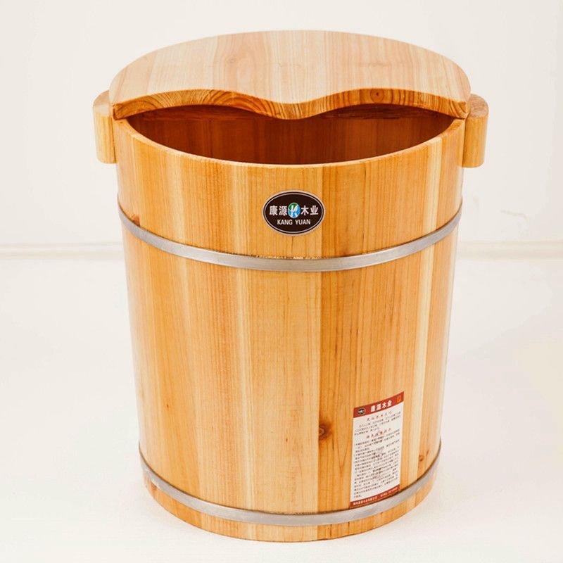 新款高40CM/21CM带盖熏脚凳加厚木桶足浴桶足浴盆洗脚木盆泡脚桶/