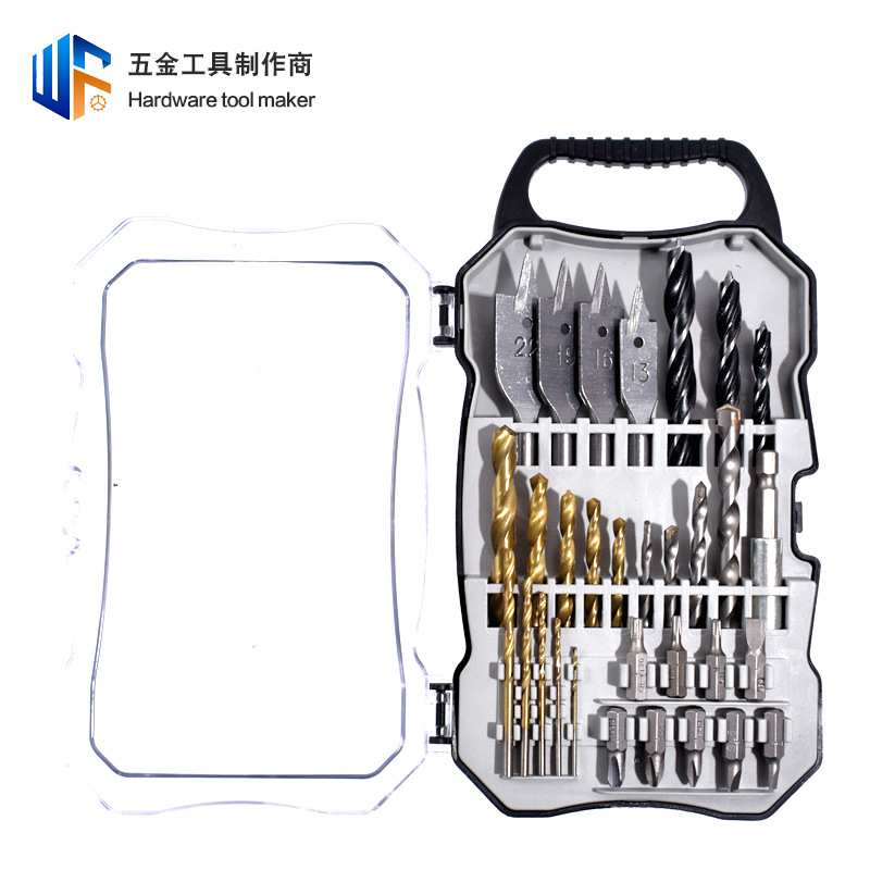 木工钻头31pcs组合工具电钻十字批头三尖木工麻花钻建工钻头套装
