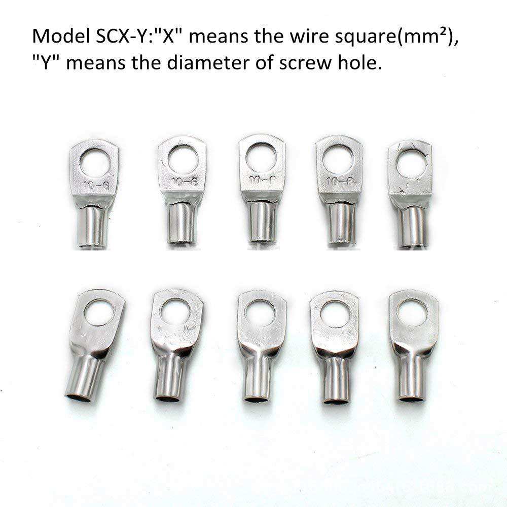 SC系列窥口铜接线端子240PCS电池端子电缆接线片铜鼻子铜线耳跨境