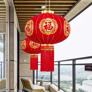 2025新款免插电大红灯笼新年户外春节阳台过年大门口一对植绒布
